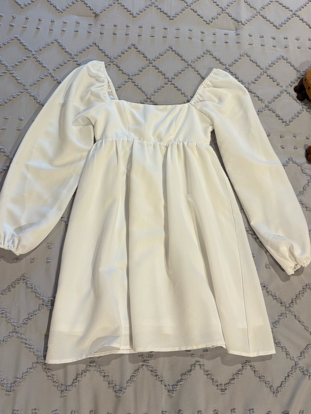 Altar'd State White Puff-Sleeve Square Neck Dress